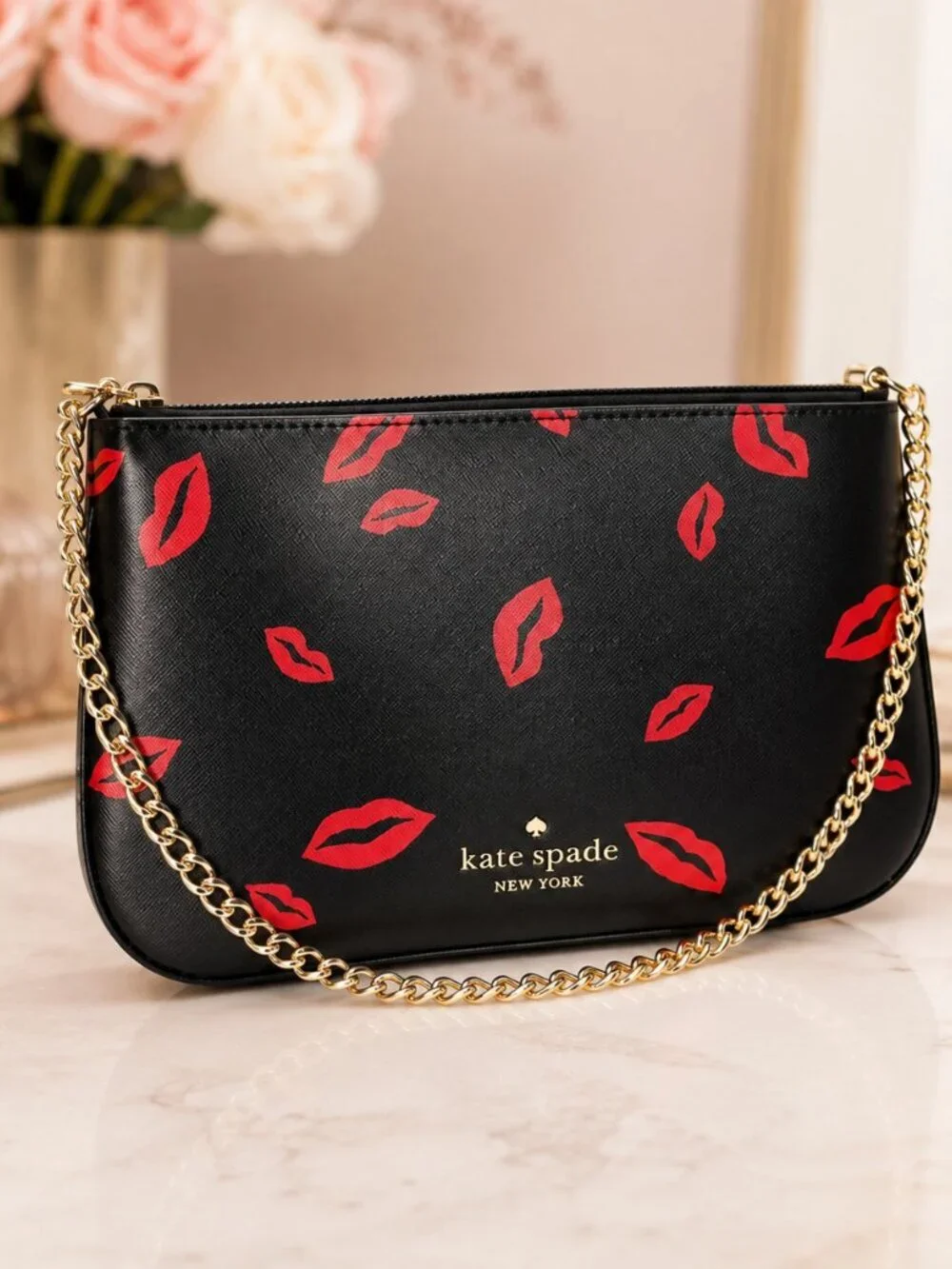 Kate Spade Madison Pochette Lip Toss Saffiano Leather Shoulder Bag NWT